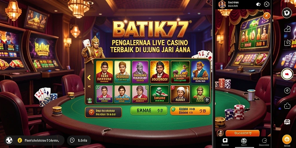 Tampilan gameplay Live Casino yang mendebarkan dari BATIK77.