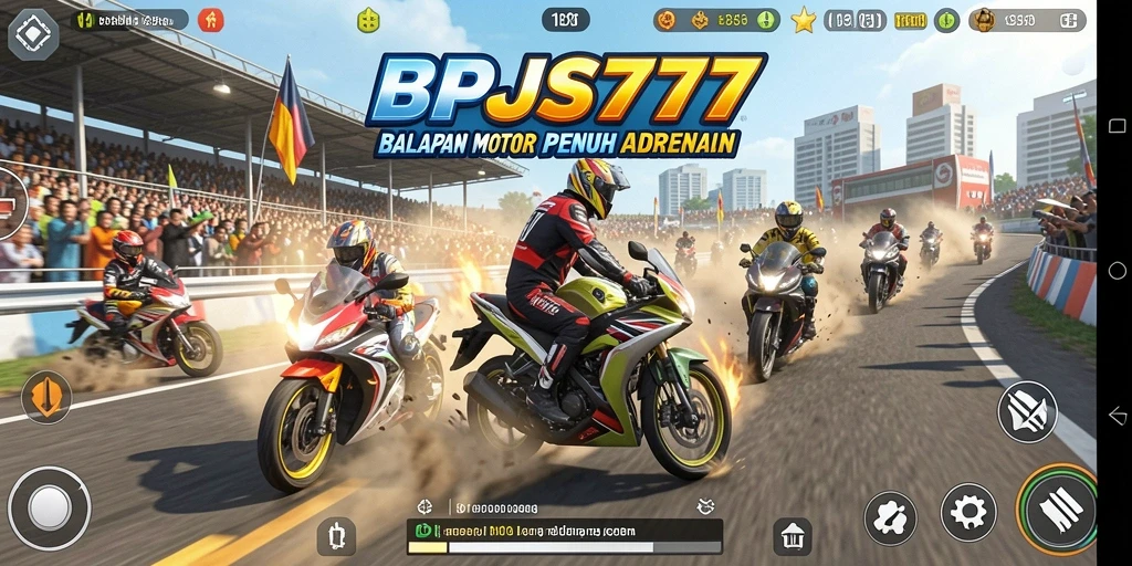 Screenshot gameplay BPJS777 yang menampilkan balapan motor seru.