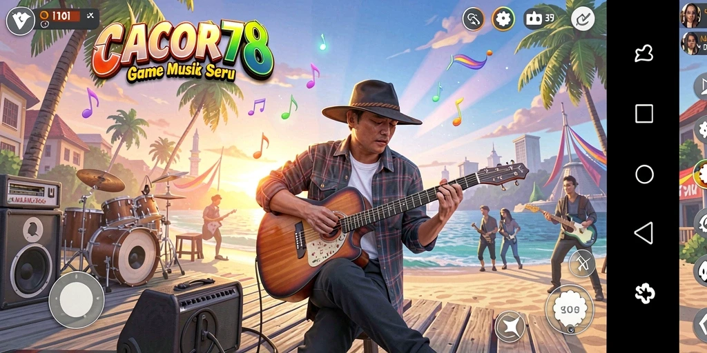 Screenshot gameplay CACOR78 yang menampilkan interaksi musik yang seru.