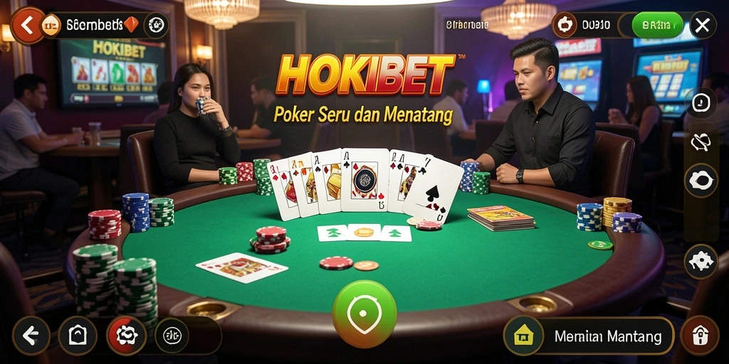 Tampilan gameplay poker yang seru di HOKIBET.