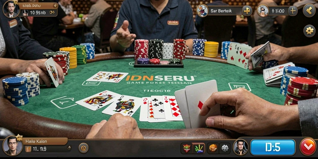 Tampilan menarik gameplay IDNSERU saat bermain Poker.