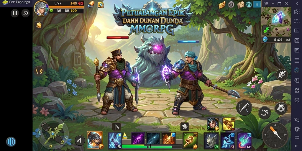 Tampilan gameplay MMORPG yang mendebarkan dan penuh aksi.