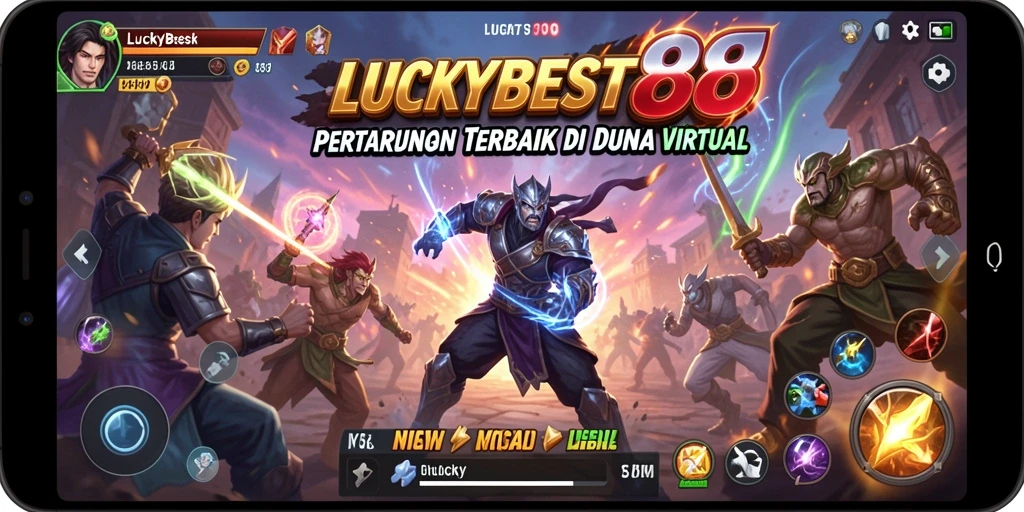 Screenshot utama LUCKYBEST88 menampilkan pertarungan intens di arena.