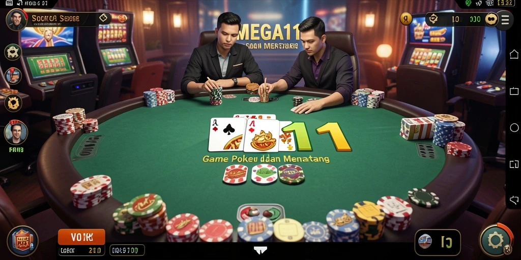 Tangkapan layar MEGA111 menampilkan gameplay poker yang menarik.