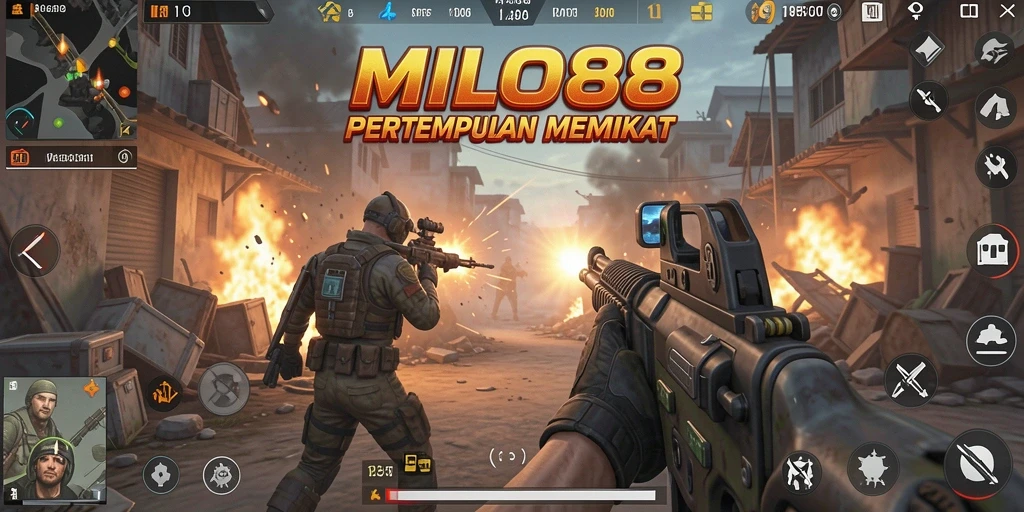 Tangkapan layar utama MILO88 menampilkan aksi perang yang mendebarkan.