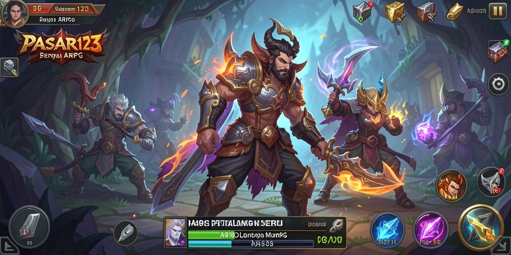 Tangkapan layar epik dari pertempuran dalam game ARPG.