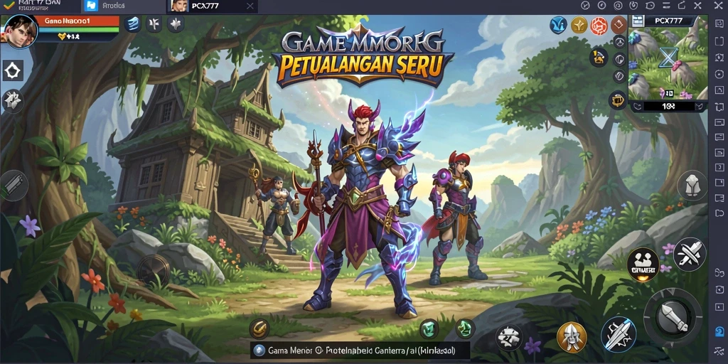 Tampilan gameplay menarik di dunia MMORPG PCX777.