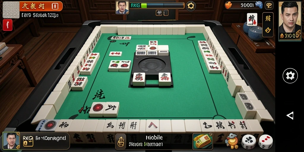 Screenshot gameplay RKGG menampilkan ubin Mahjong yang menawan dan interaksi pemain.
