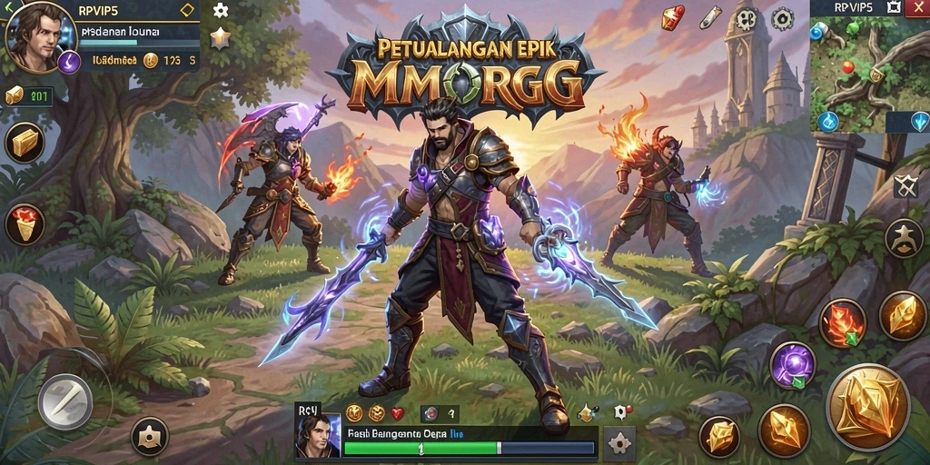 Screenshot menampilkan pertempuran epik di dunia RPVIP5.