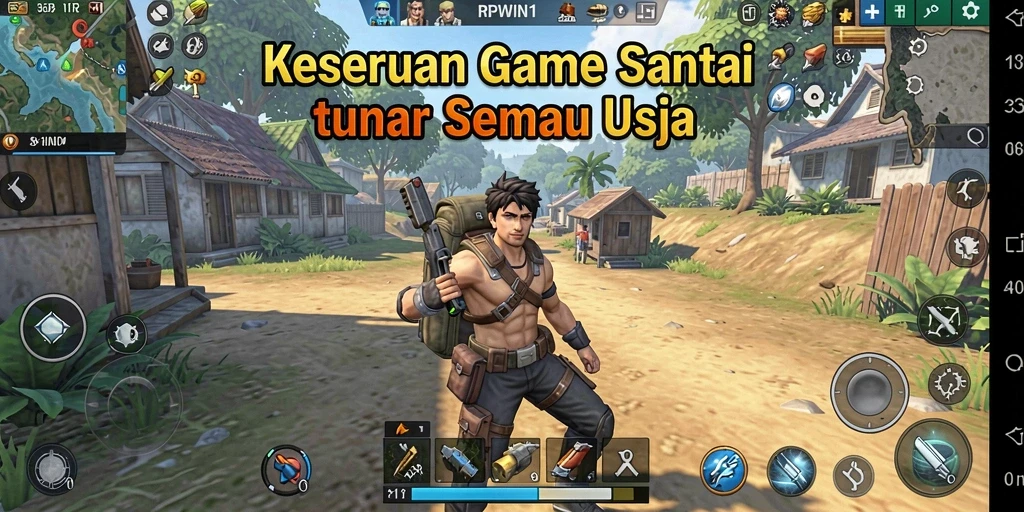 Screenshot menunjukkan gameplay seru dengan grafis yang cerah pada RPWIN1.