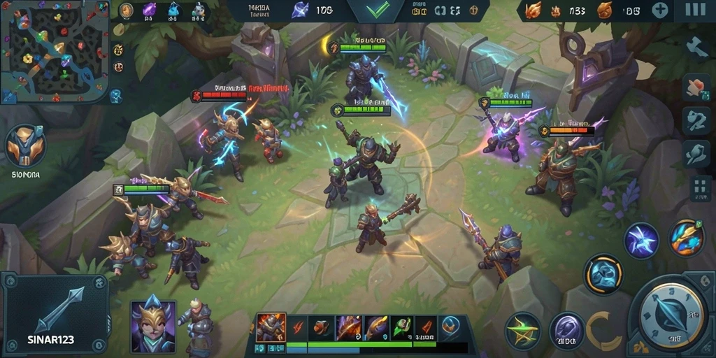 Screenshot gameplay SINAR123 dengan pertarungan seru antara tim.