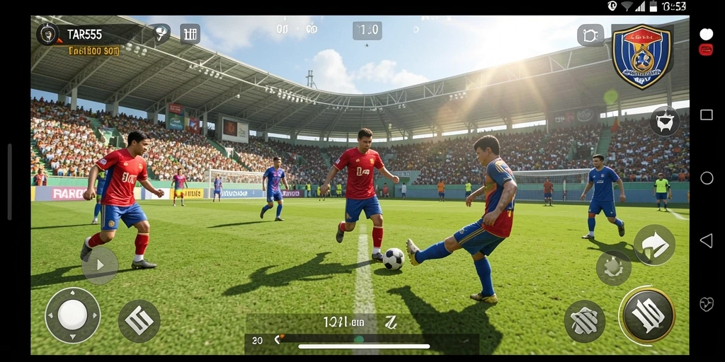 Tampilan gameplay TAR555 yang menarik dan seru saat bermain sepak bola.
