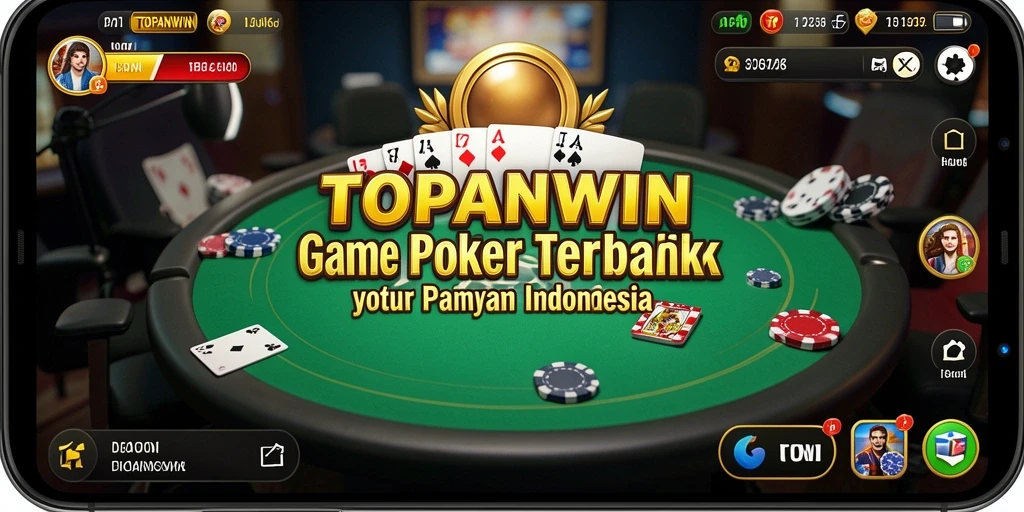 Screenshot gameplay TOPANWIN menampilkan suasana meja poker yang mendebarkan.