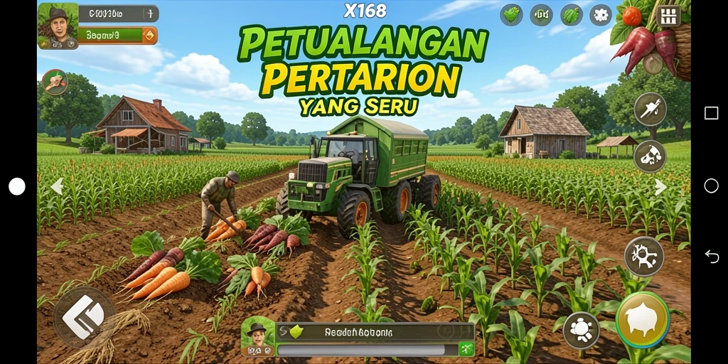 Tampilan menarik gameplay pertanian dalam X168.